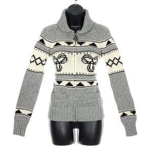 TNA Aritzia Zip Up Sweater Cardigan Lambs Wool XS